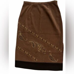 Harold's Brown Embroidered Pencil Skirt Size 2​